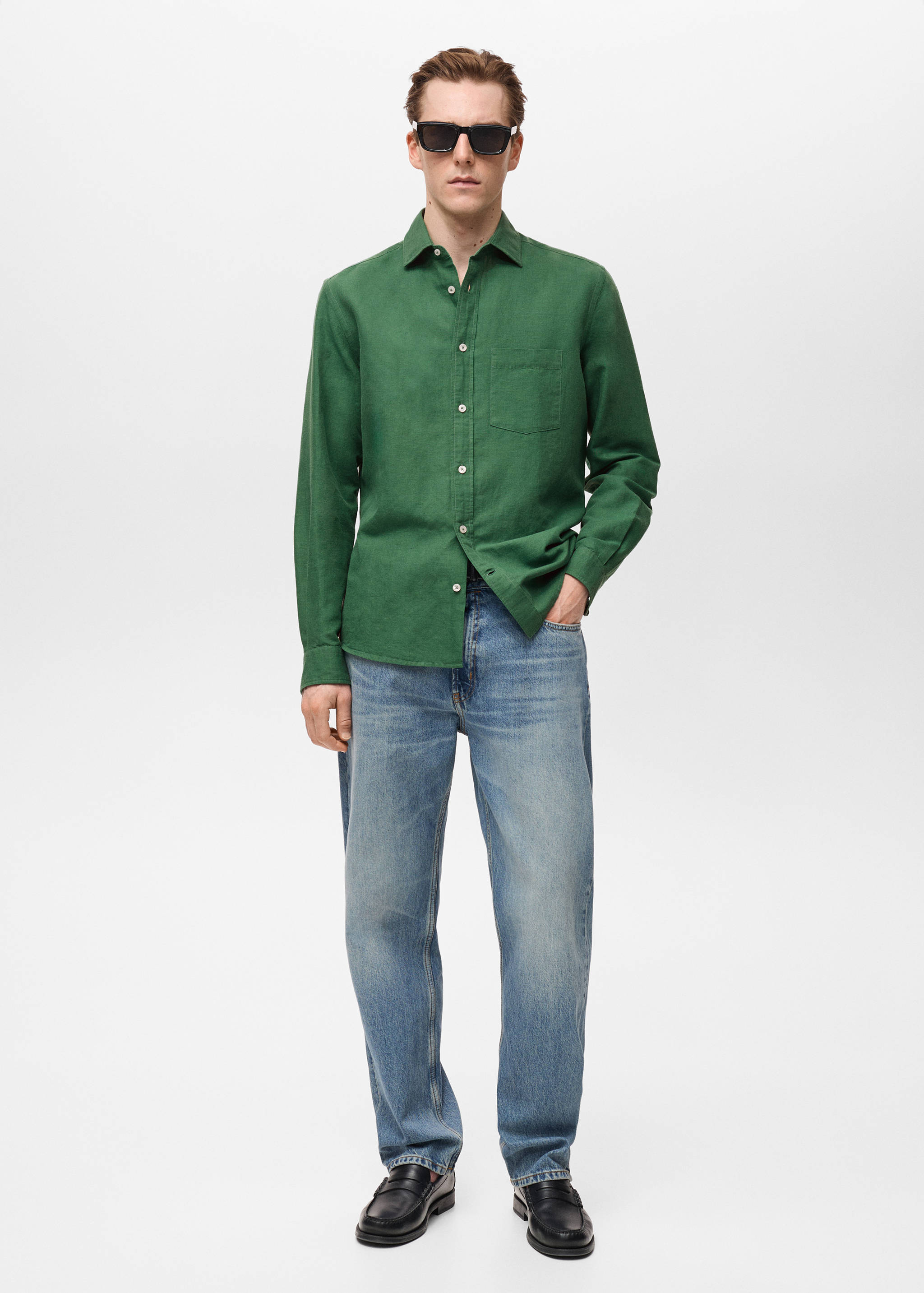 قميص كتان بجيب - رؤية عامة