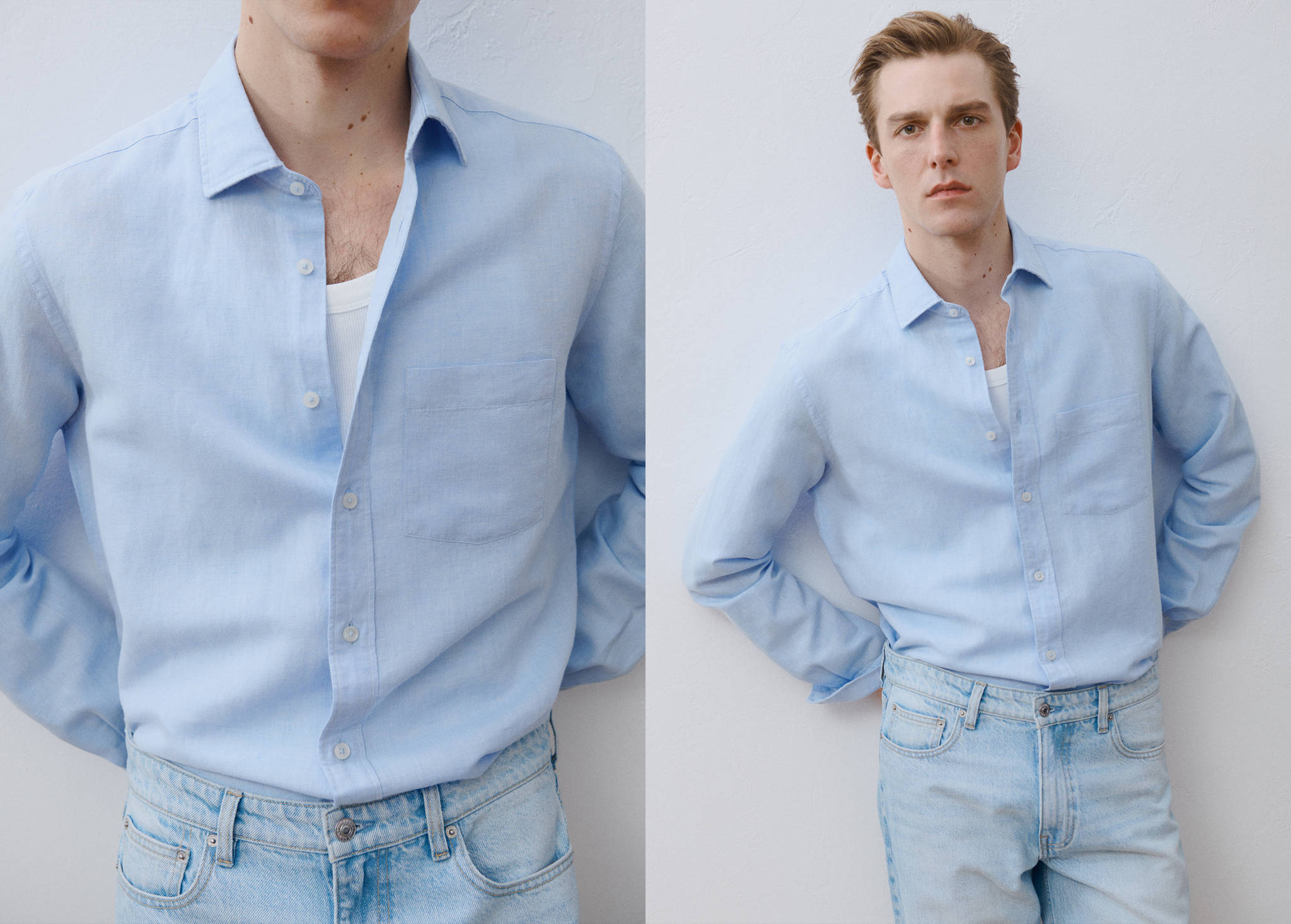 Pocket linen shirt - Panoramic plane