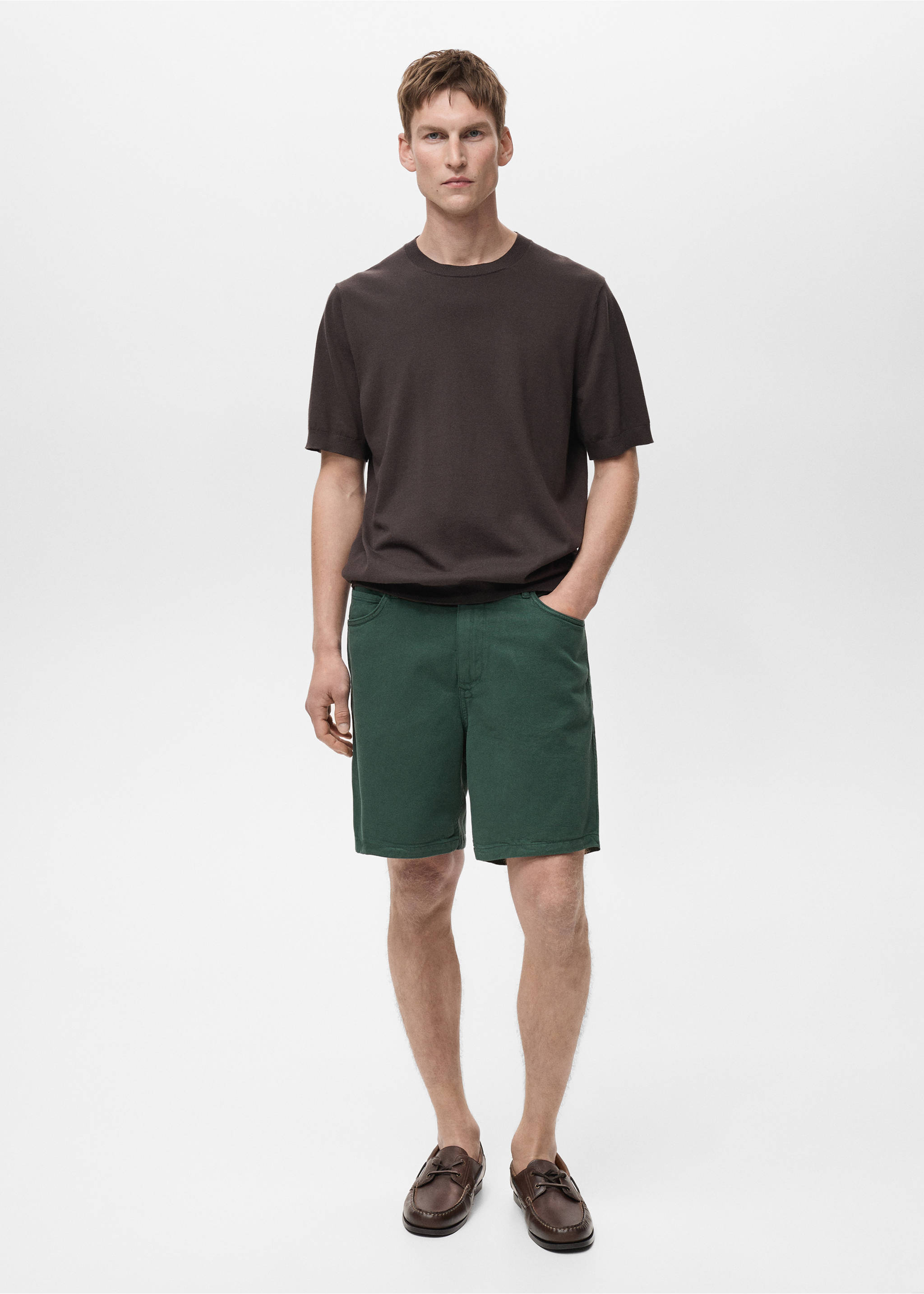 Bermudas vaqueras cordón - Plano general, Verde oscuro. Ref: 87075930-00.