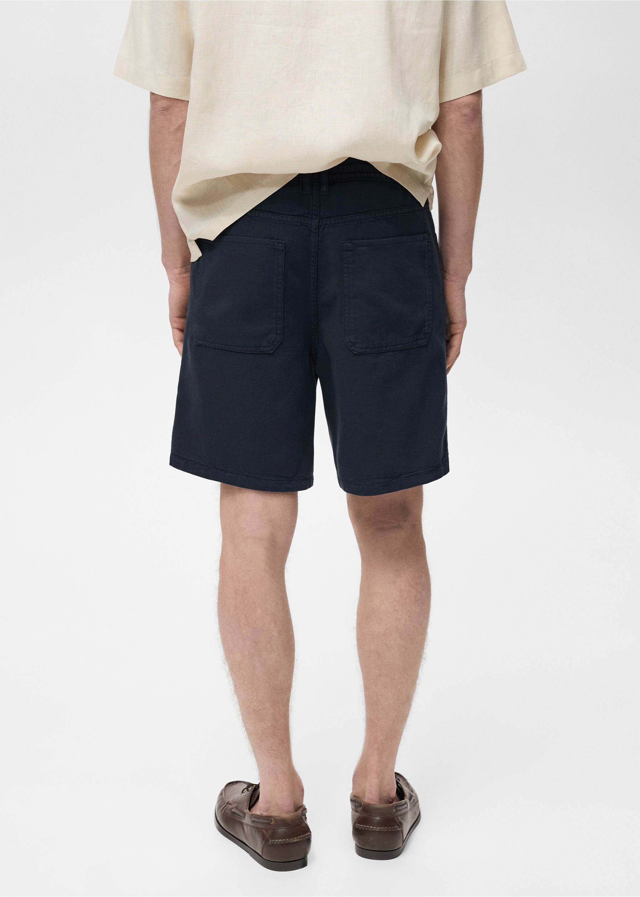Denim bermuda met aansnoerkoord - Achterkant van het artikel, Donkermarine. Ref: 87075930-00.