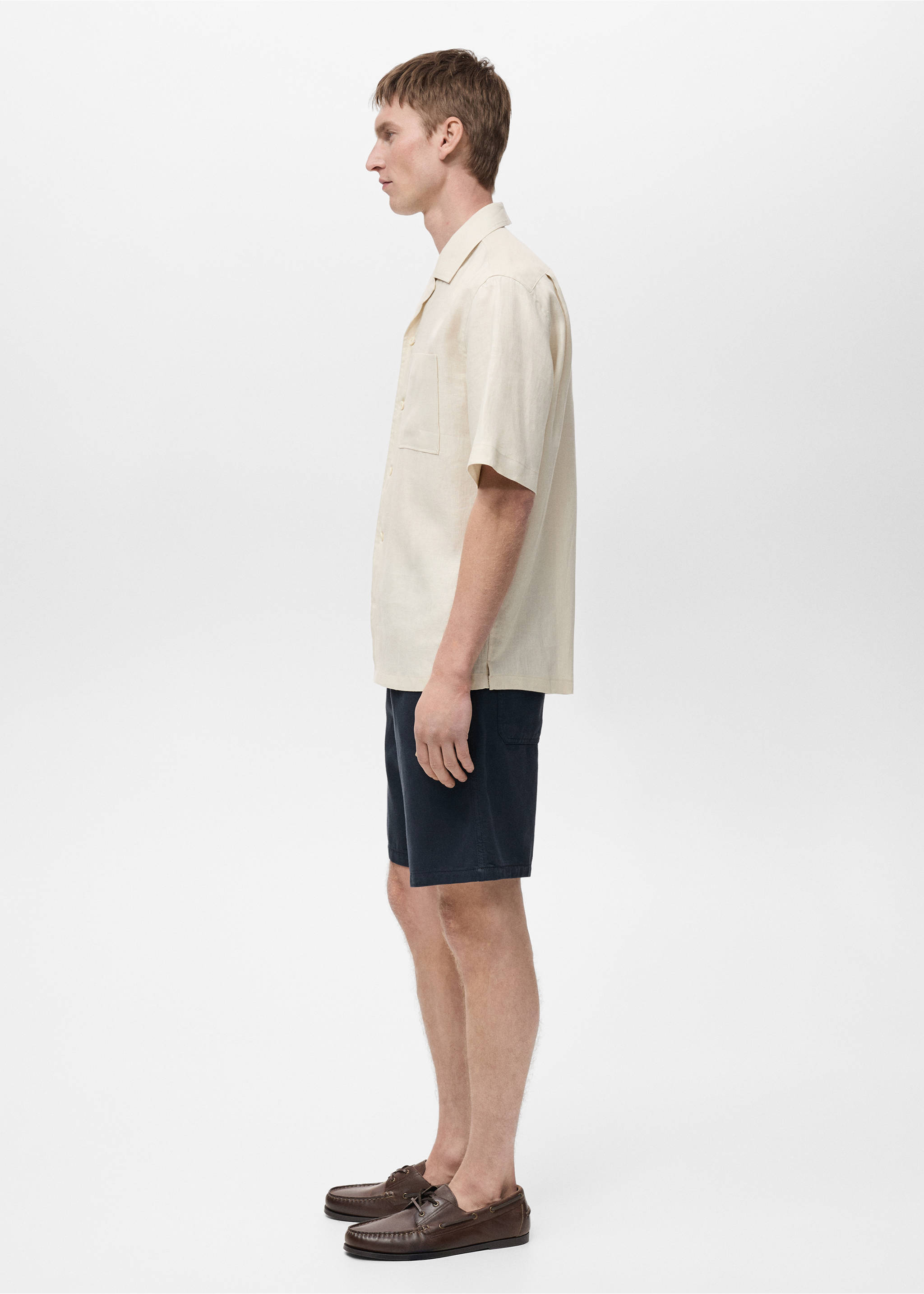 Denim bermuda met aansnoerkoord - Detail van het artikel 2, Donkermarine. Ref: 87075930-00.