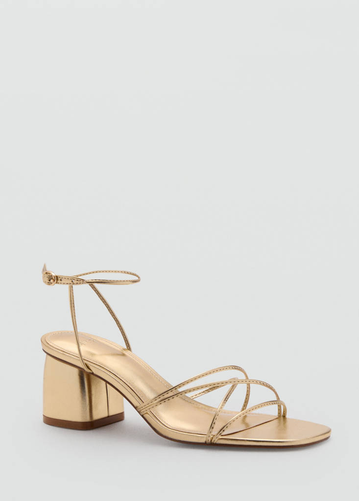 Heeled sandal with crossed straps — Gold