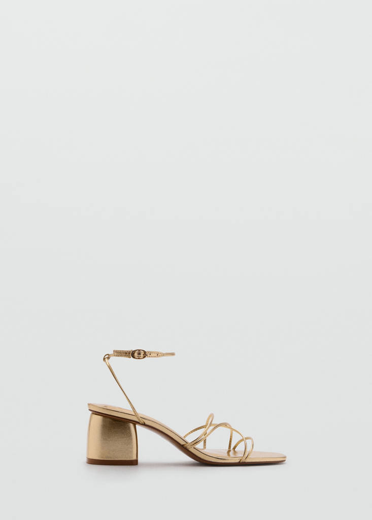 Heeled sandal with crossed straps — Gold