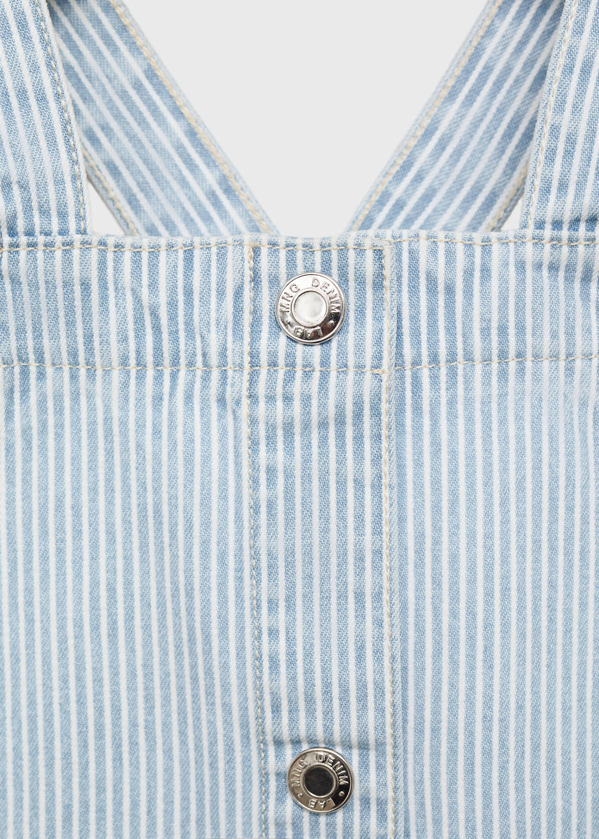 Striped denim pinafore — Light Blue