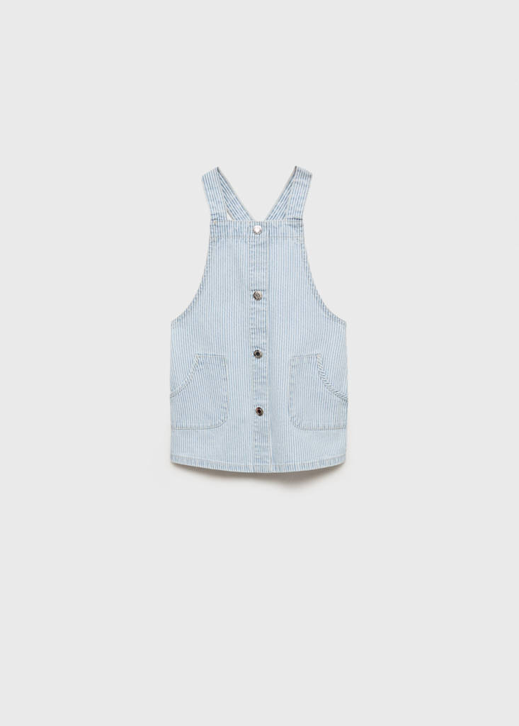 Striped denim pinafore — Light Blue