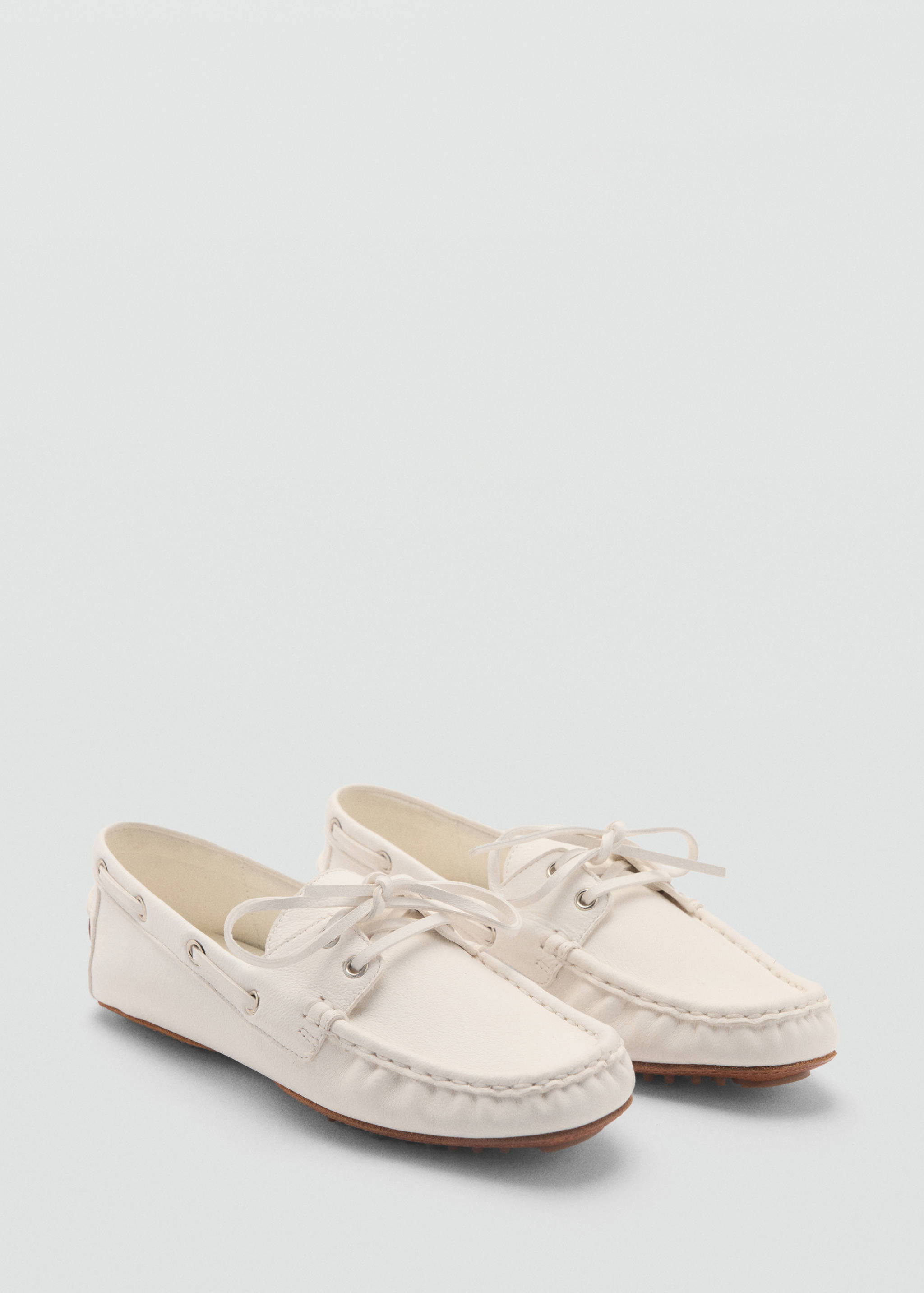 Leather boat shoes with laces - Medium plane