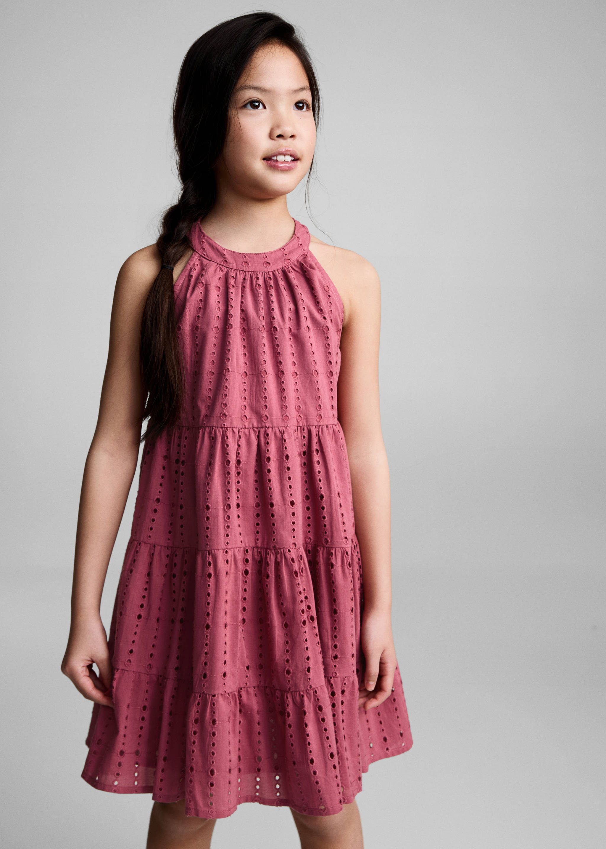 Frills embroidered dress - Medium plane