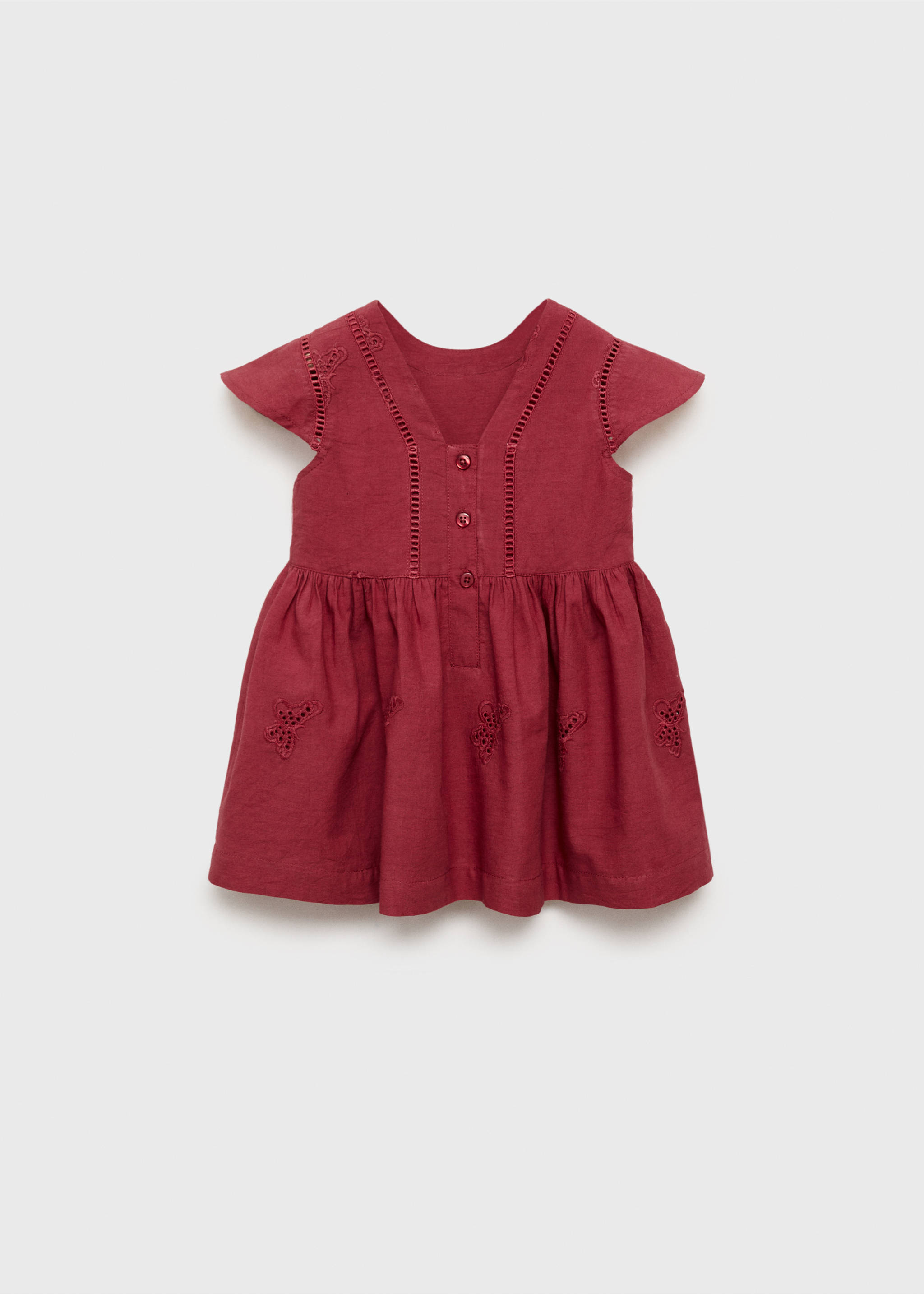 Embroidered detail dress - Reverse of the article, Red. Ref: 87075940-00.