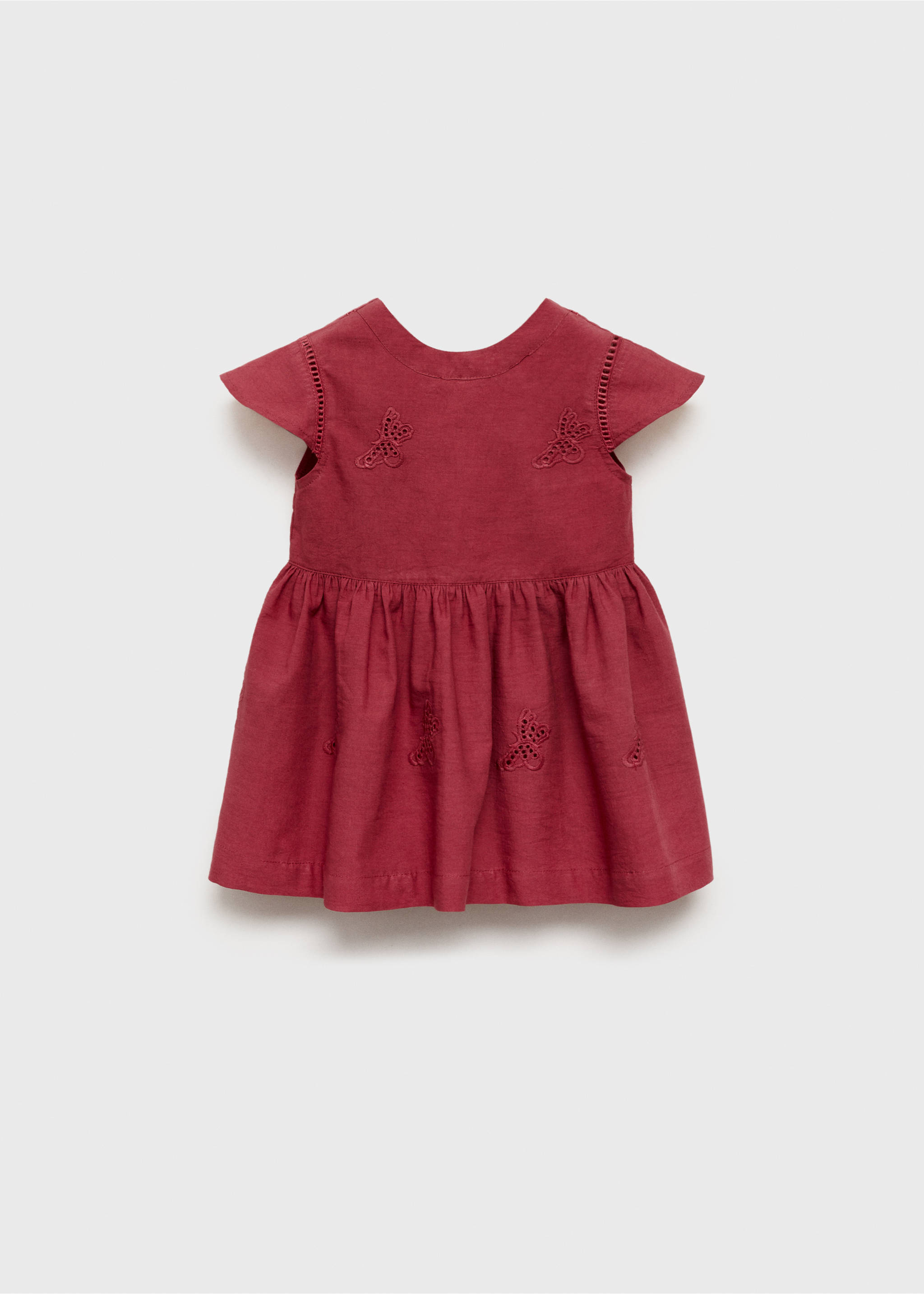 Embroidered detail dress - Article without model, Red. Ref: 87075940-00.