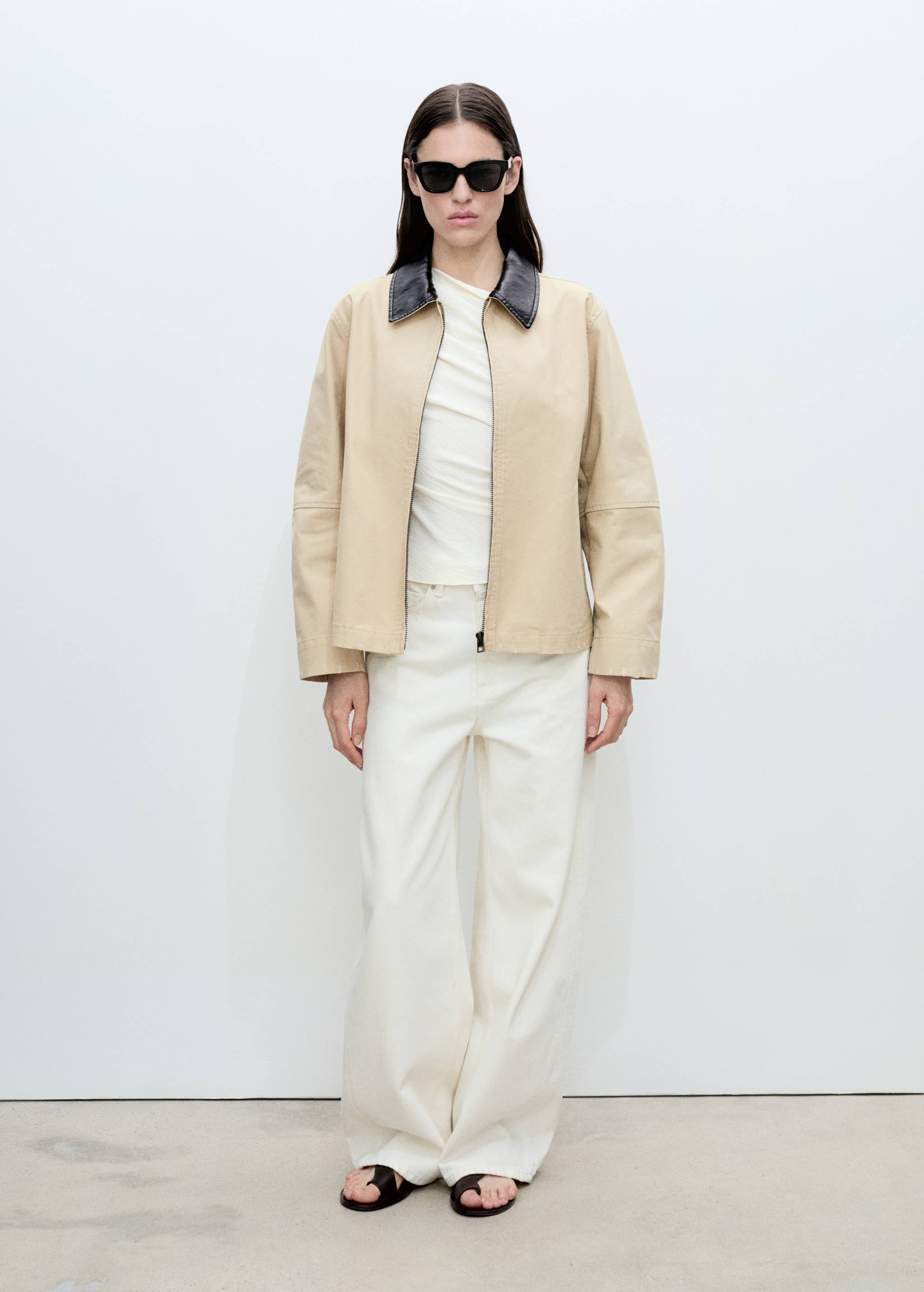 Veste en coton à col contrasté - Plan général