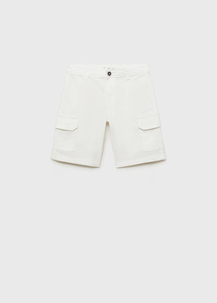 MANGO KIDS - Bermuda coton cargo blanc - 10 - Garçon