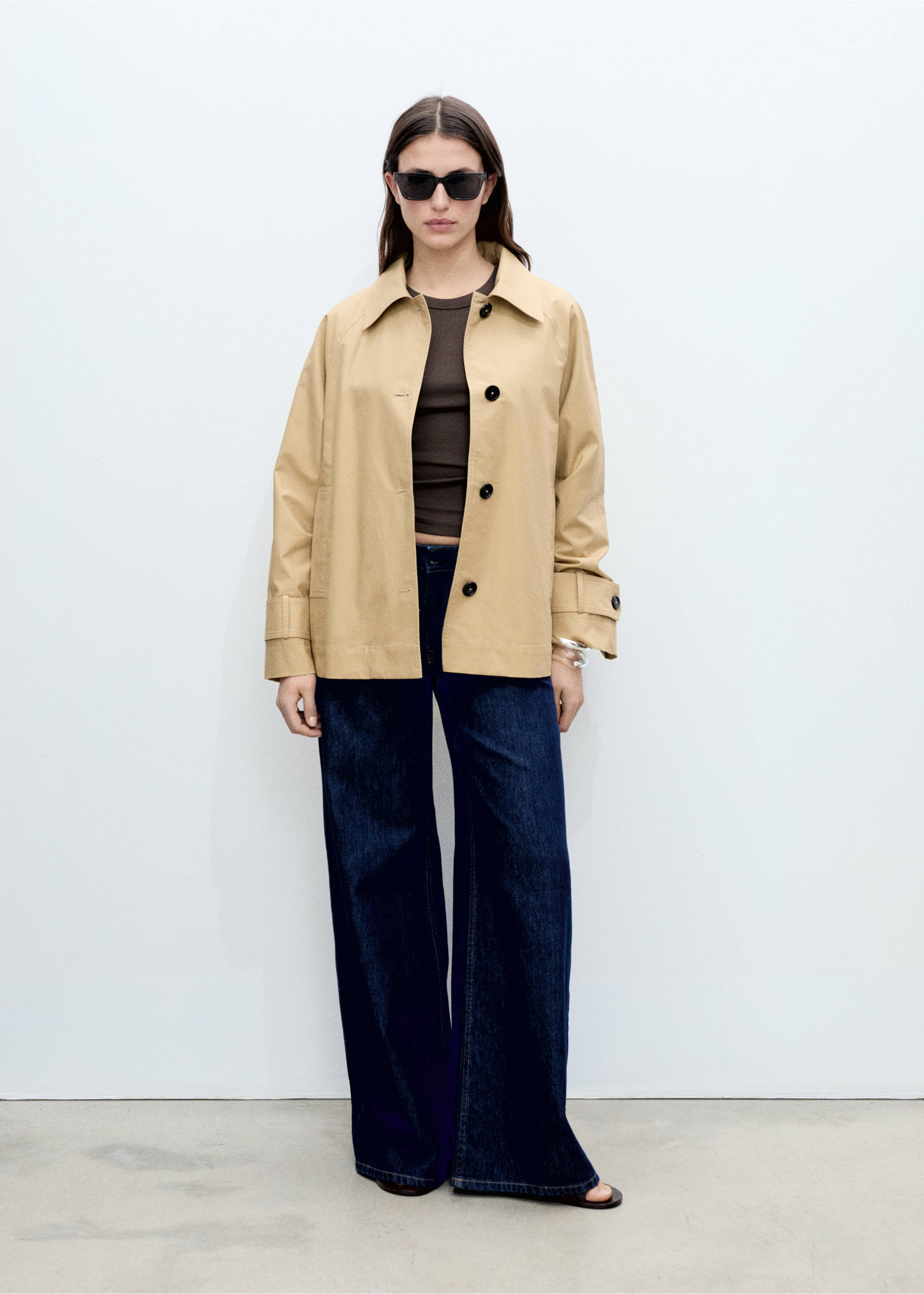 Cotton barn jacket with buttons - General plane, Medium Brown. Ref: 87075948-00.