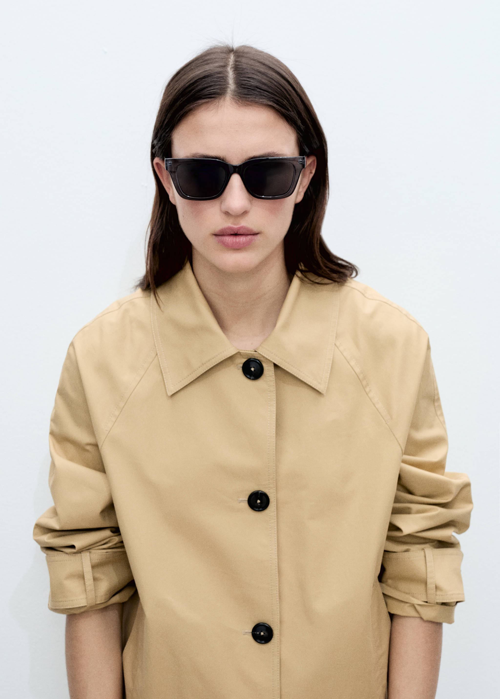 Cotton parka with buttons - Medium plane