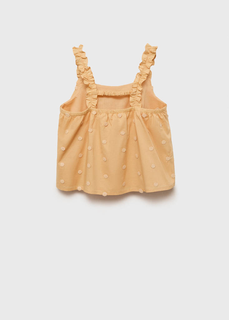 Ruched embroidered blouse — Mustard