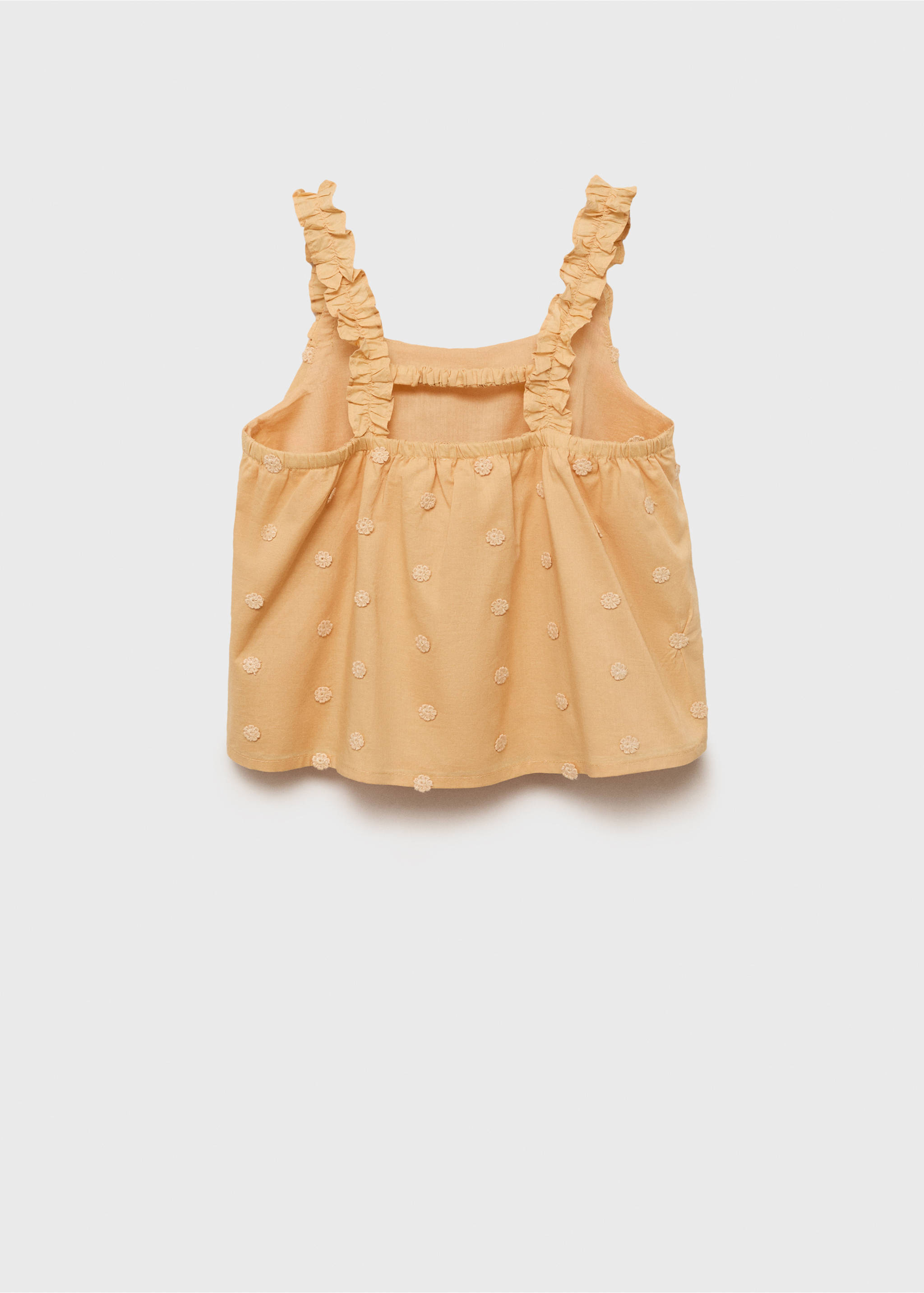 Ruched embroidered blouse - Reverse of the article, Mustard. Ref: 87075949-00.