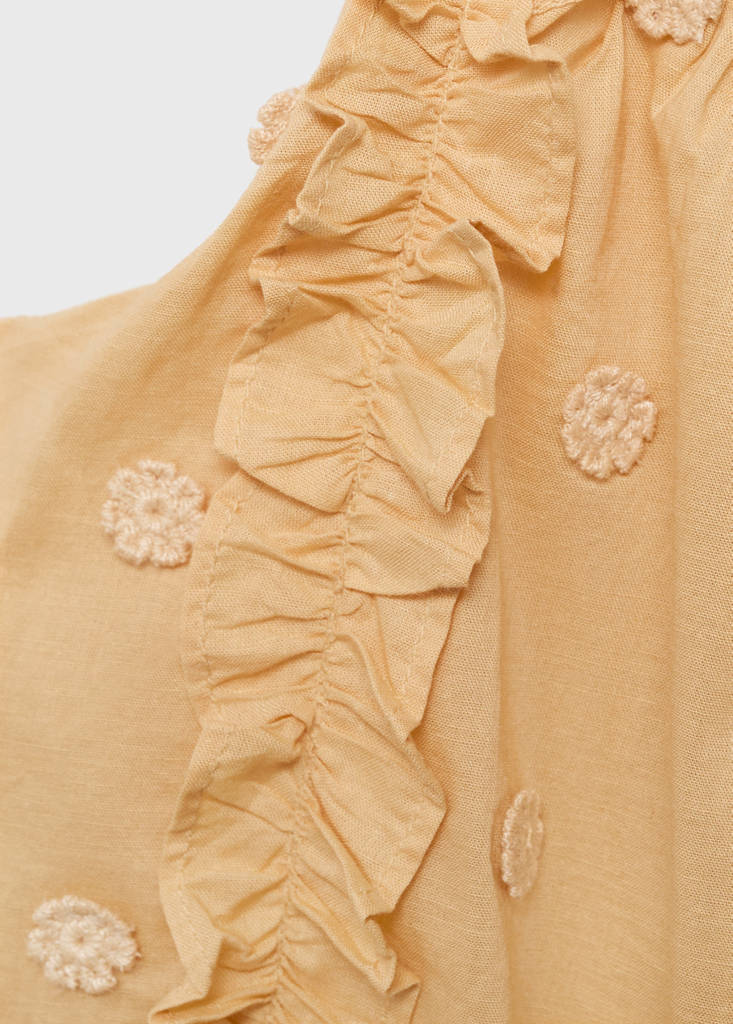 Ruched embroidered blouse — Mustard