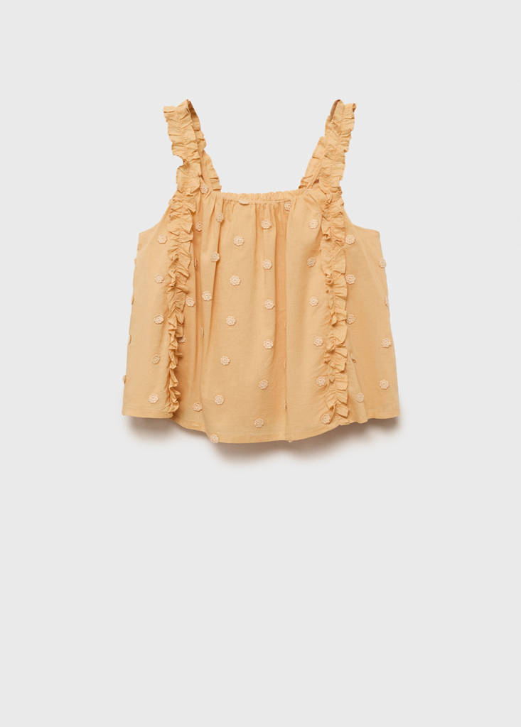 Ruched embroidered blouse — Mustard
