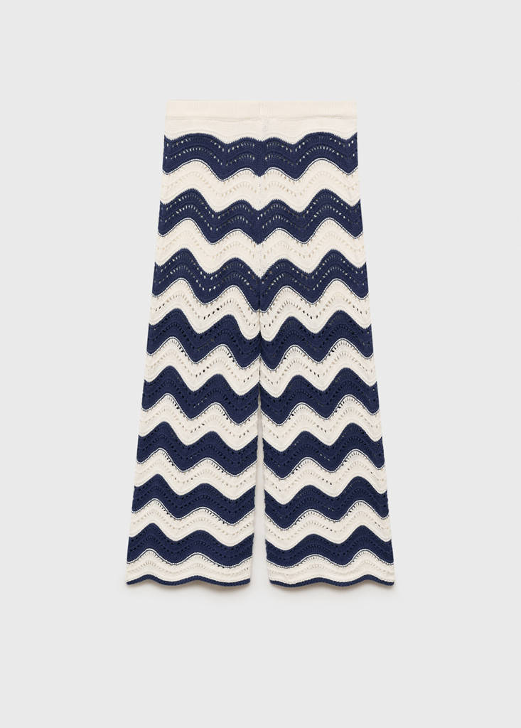 Zigzag openwork knitted trousers — Ink Blue