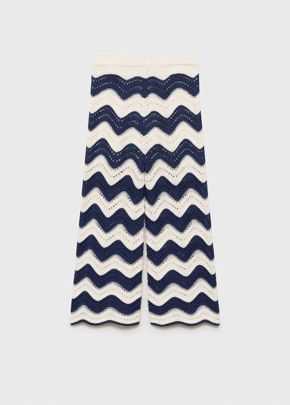 Zigzag openwork knitted trousers — Ink Blue