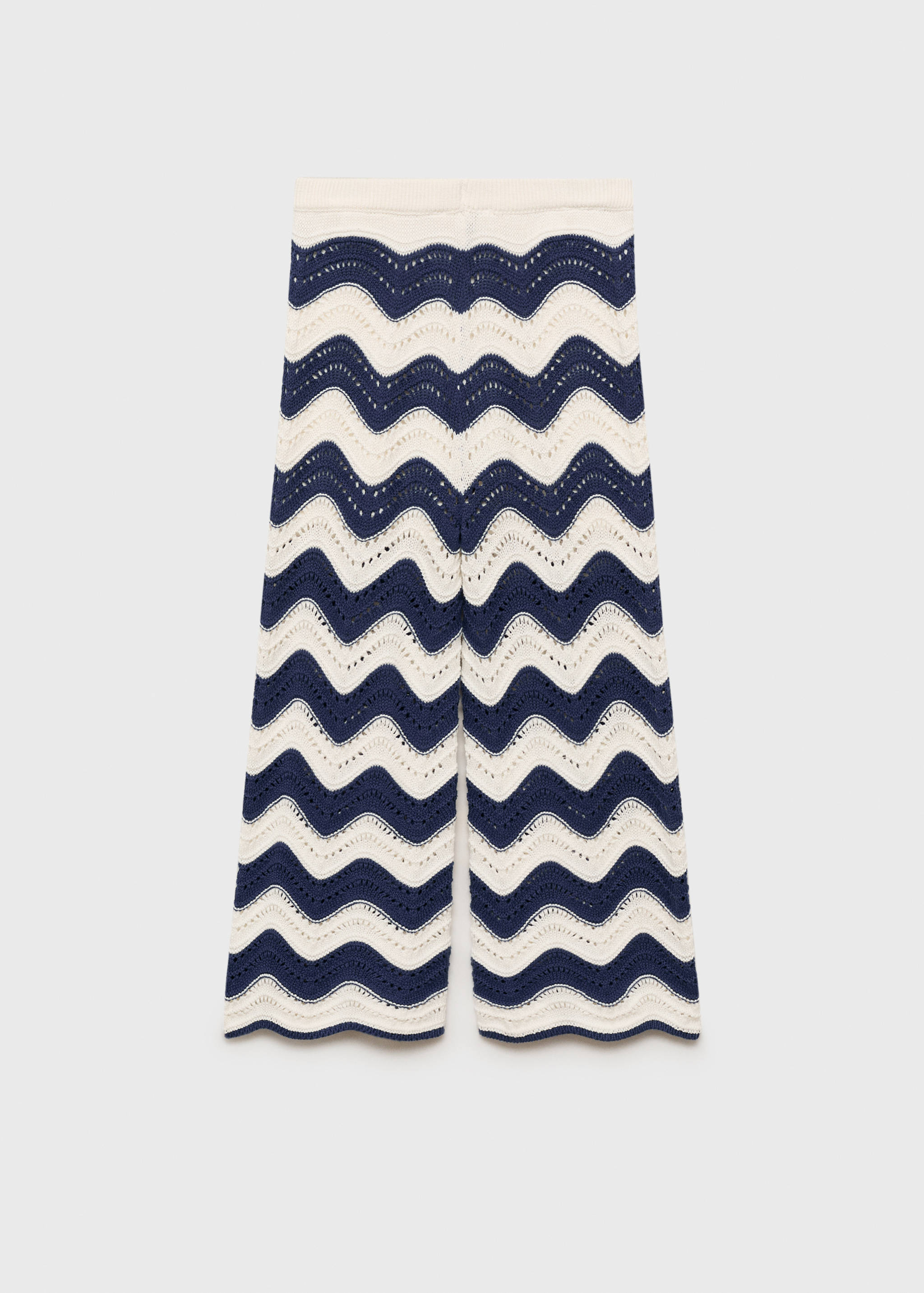 Zig-zag knitted pants with lace accents - Reverse of the article