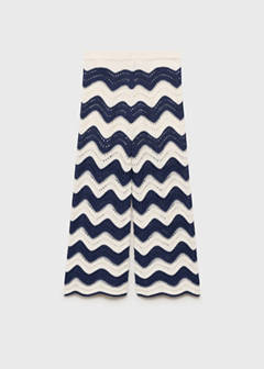 Zigzag openwork knitted trousers — Ink Blue 4
