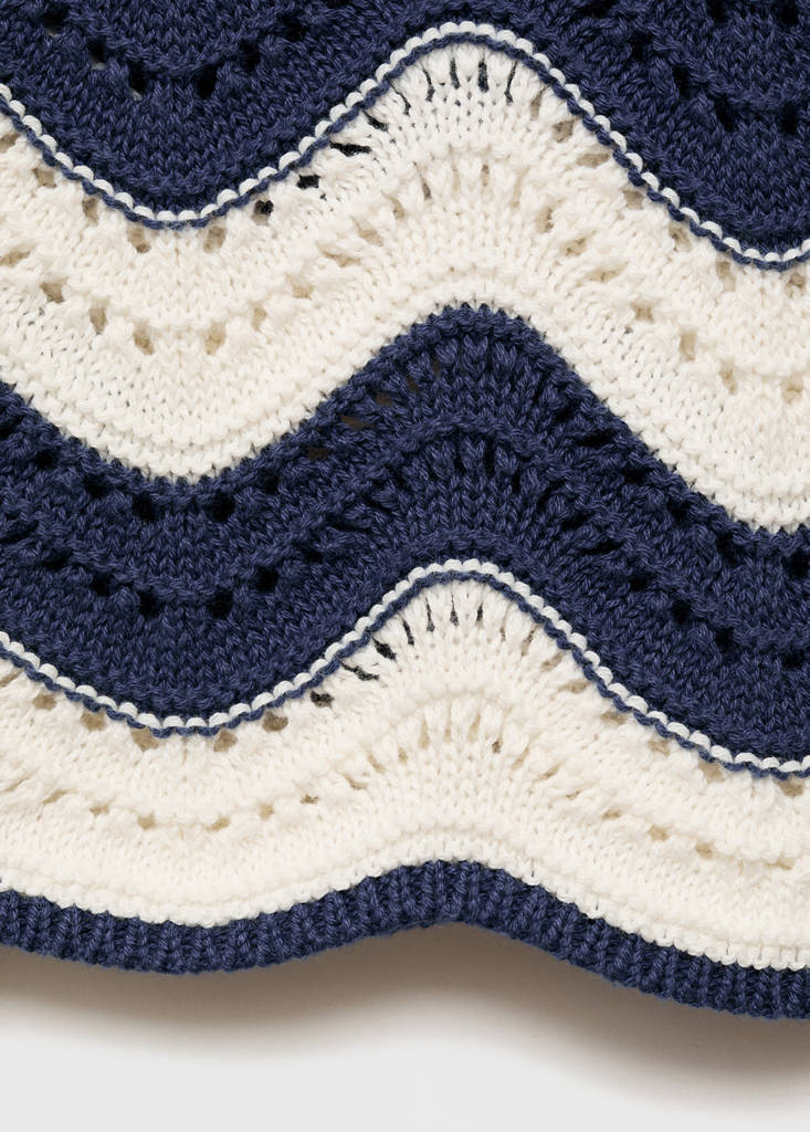 Zigzag openwork knitted trousers — Ink Blue