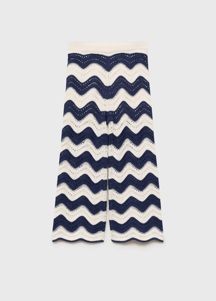 Zigzag openwork knitted trousers — Ink Blue