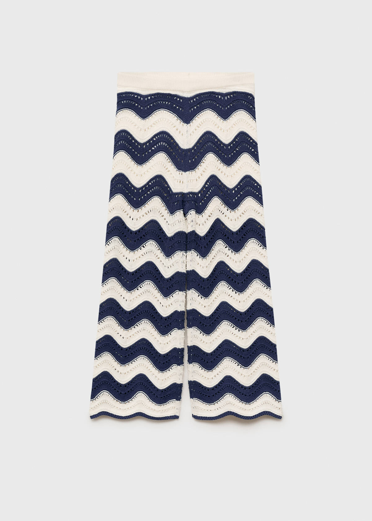 Zigzag openwork knitted trousers — Ink Blue