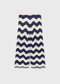 Zigzag openwork knitted trousers — Ink Blue 2