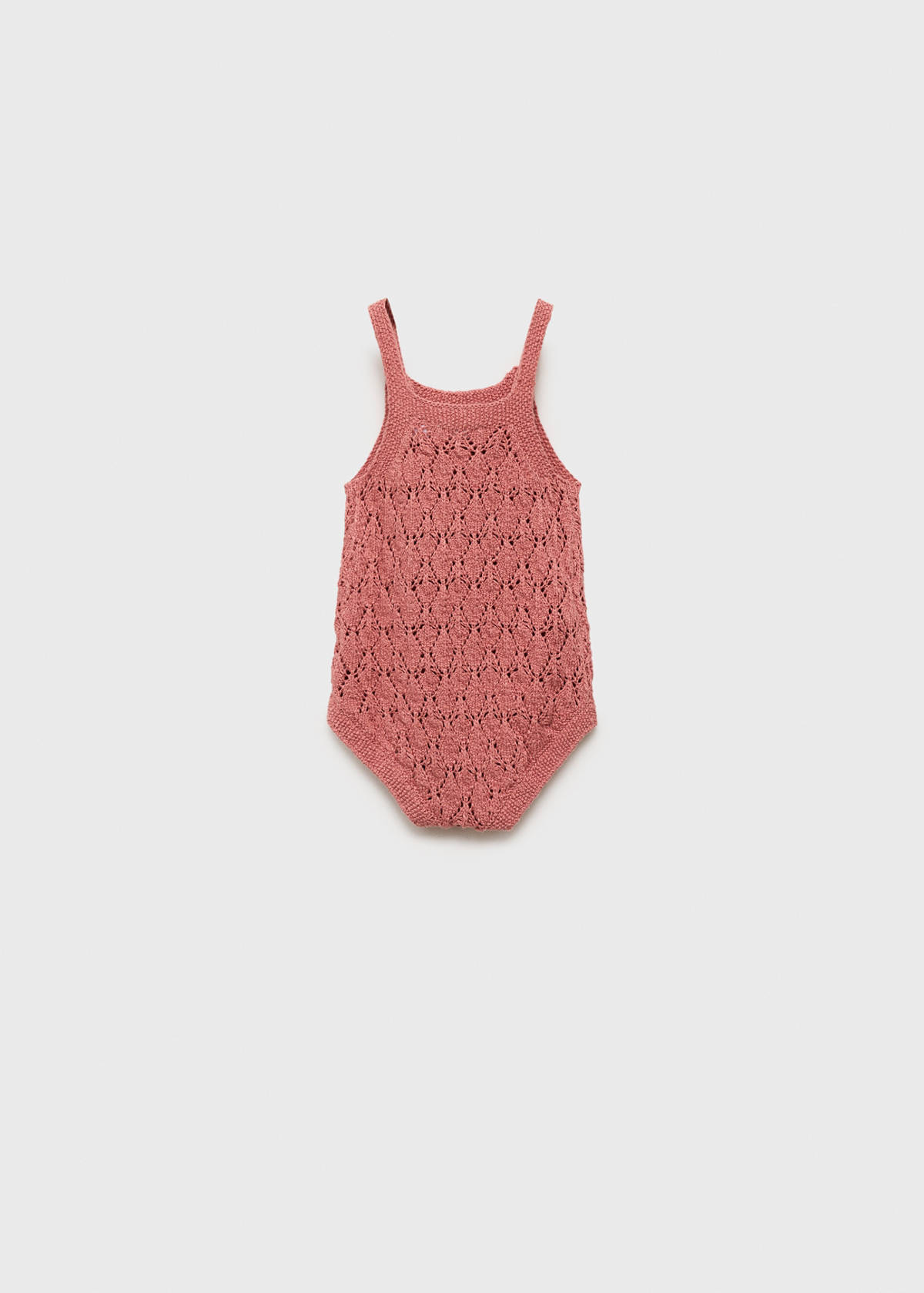 Cotton openwork knitted romper — Pink