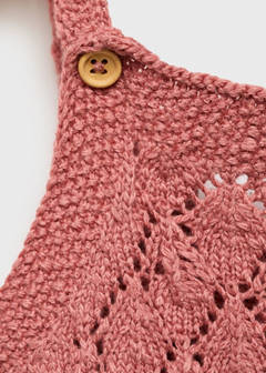 Cotton openwork knitted romper — Pink 2