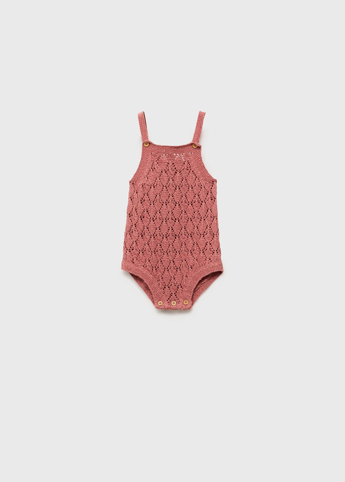 Cotton openwork knitted romper — Pink