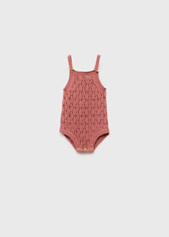 Cotton openwork knitted romper — Pink 1