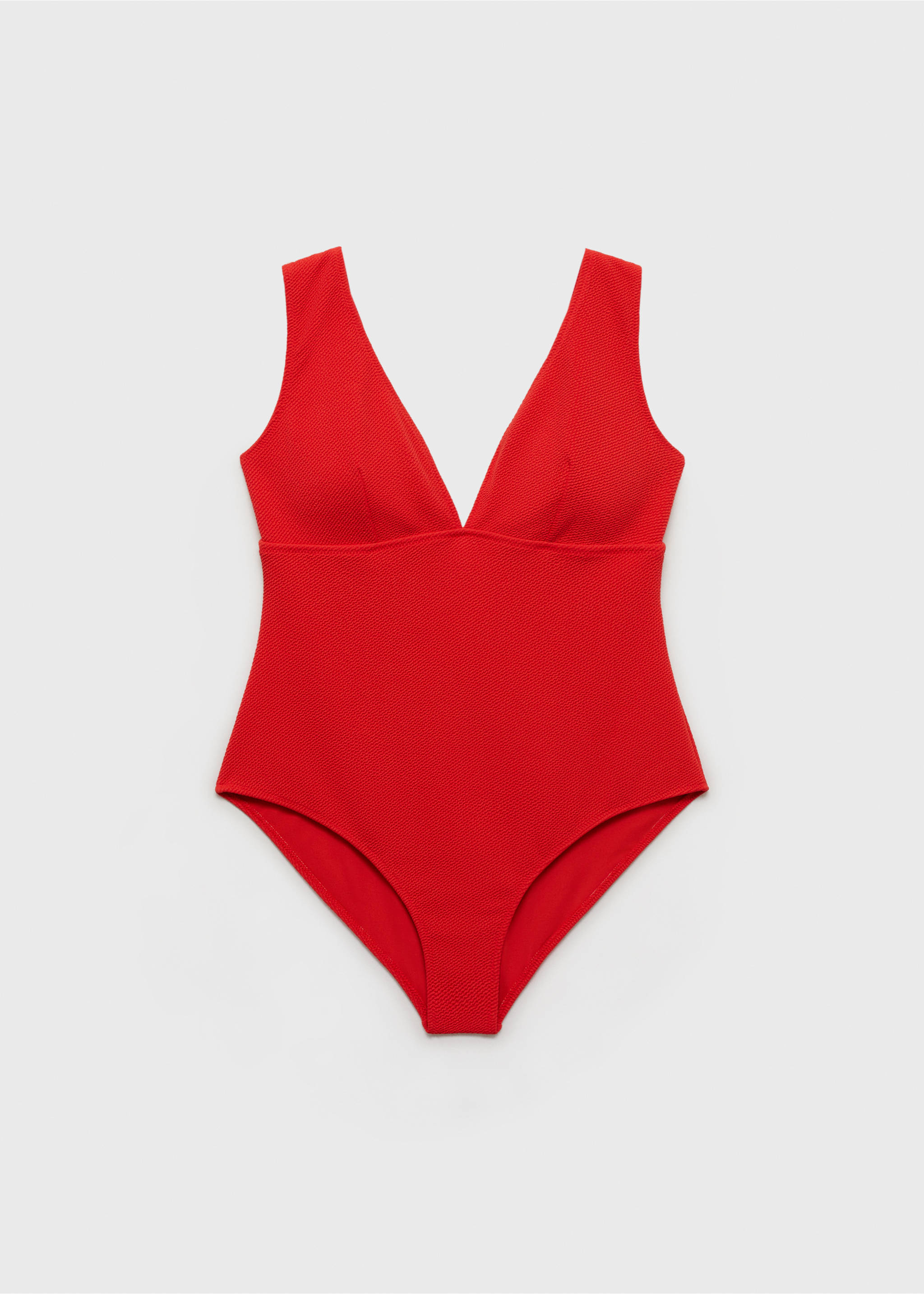 Maillot de bain côtelé à col en V - Article sans modèle, Rouge. Ref: 87075959-00.