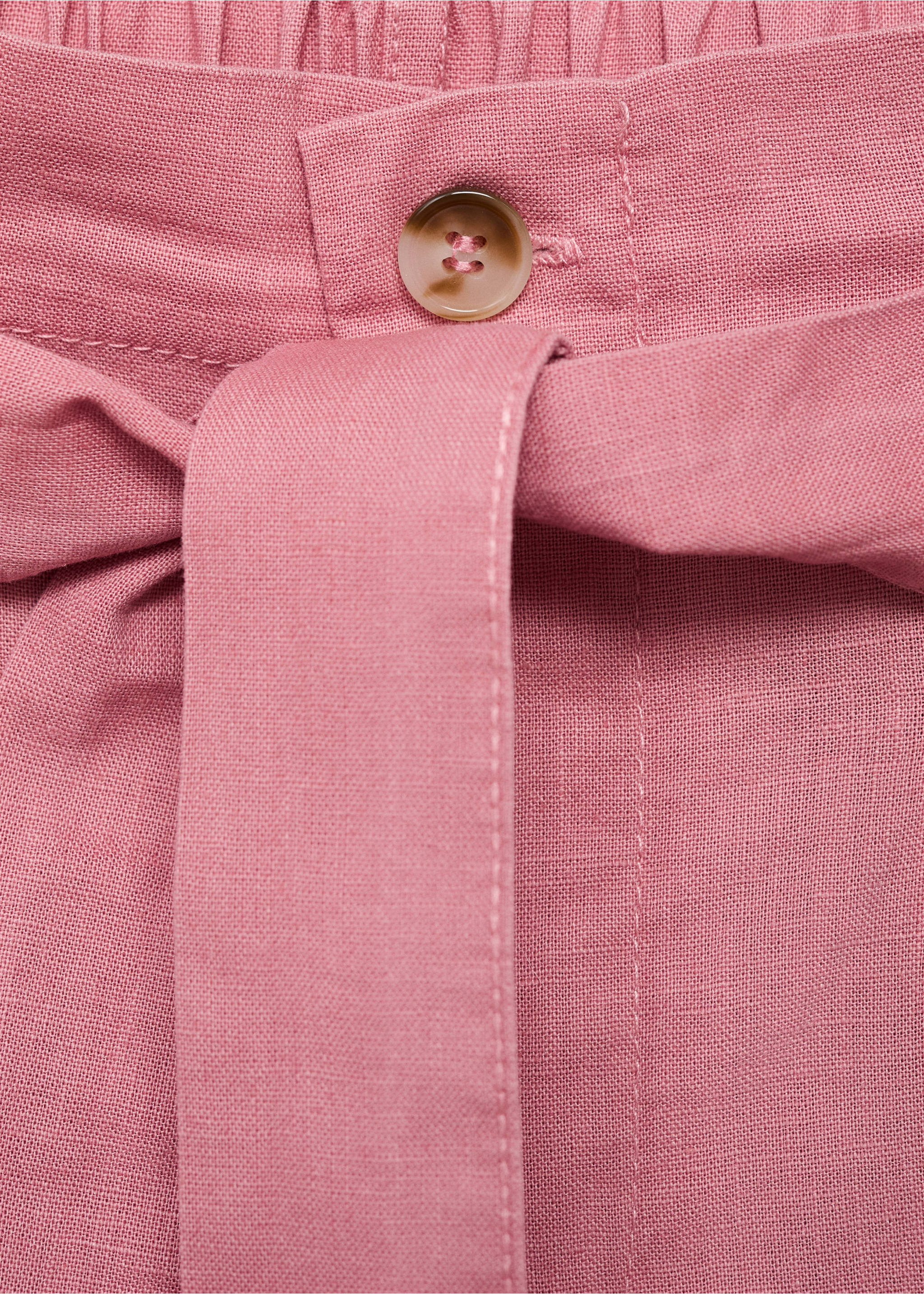 Pantalón lino cinturón - Detalle del artículo 8, Rosa. Ref: 87075964-00.