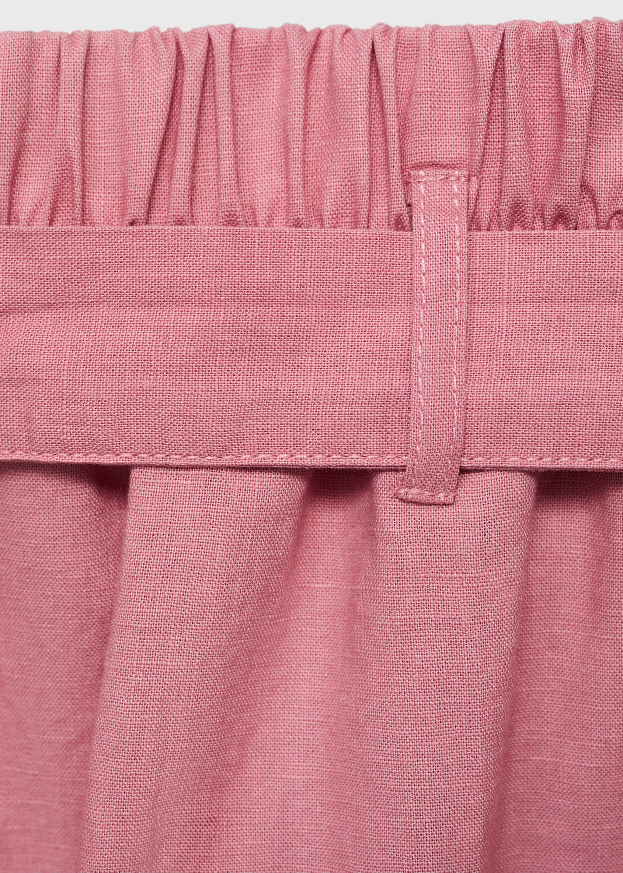 Pantalón lino cinturón - Detalle del artículo 0, Rosa. Ref: 87075964-00.
