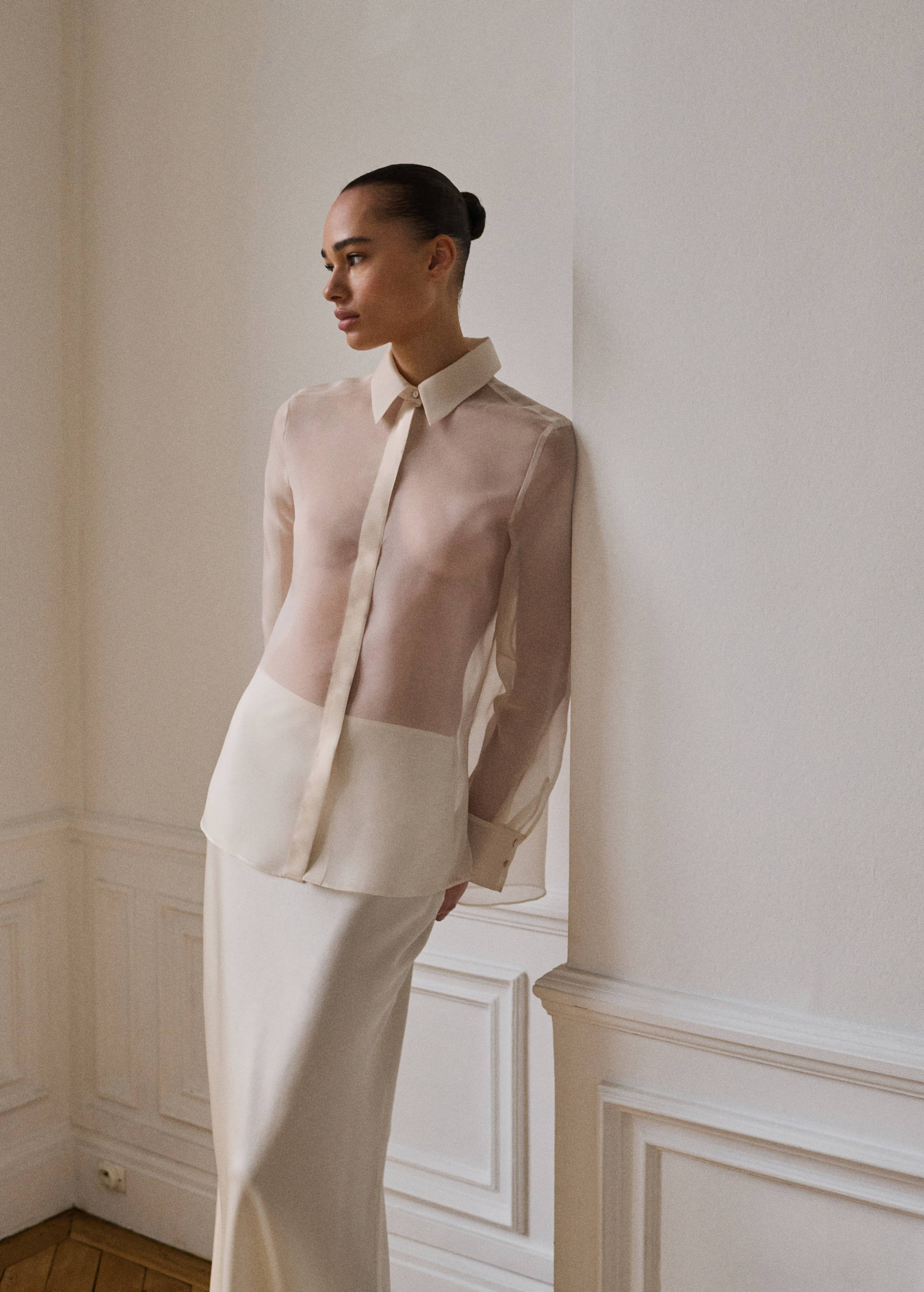 Semi-transparent silk organza shirt - Medium plane