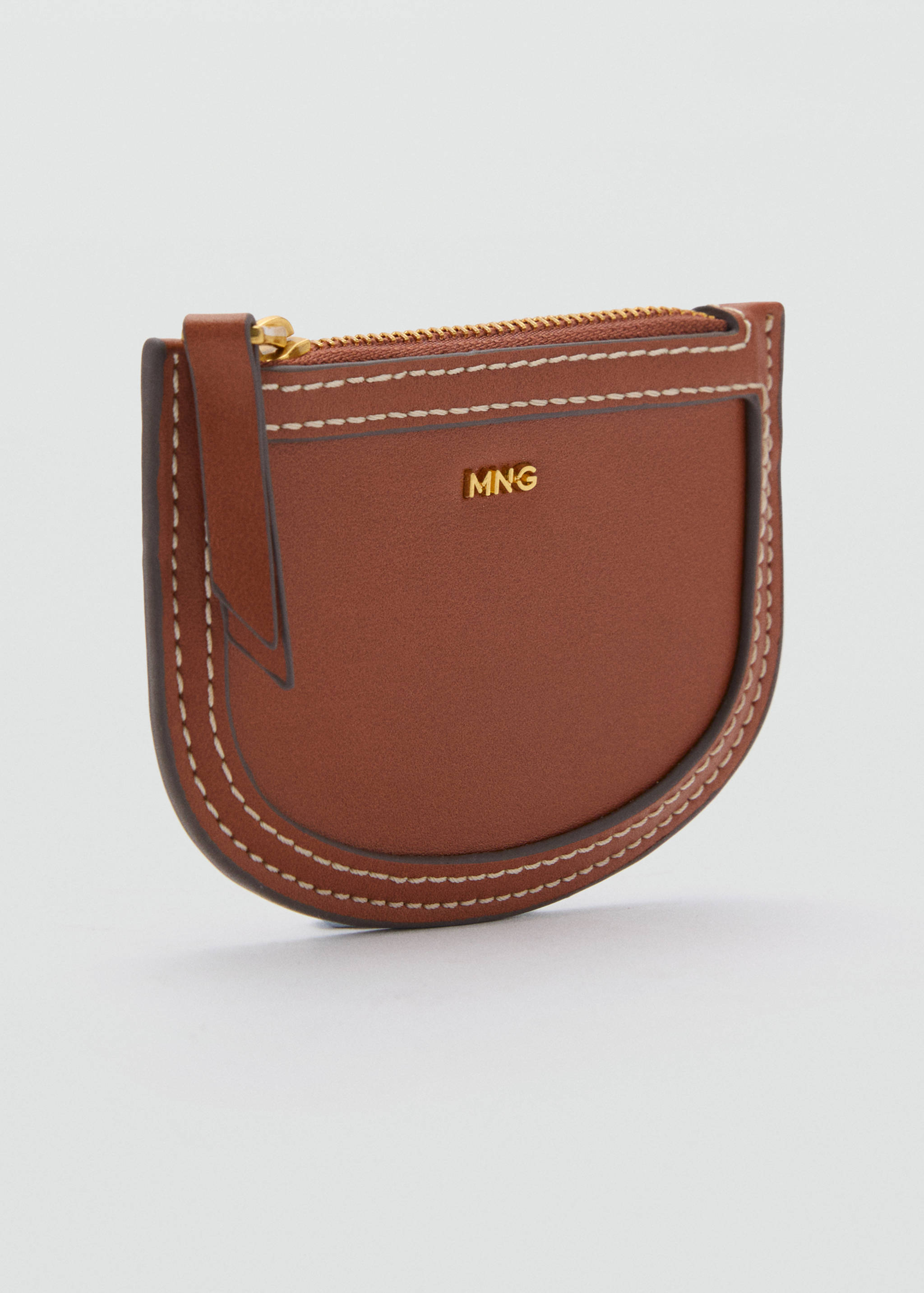 Mini oval faux-leather card holder - Medium plane
