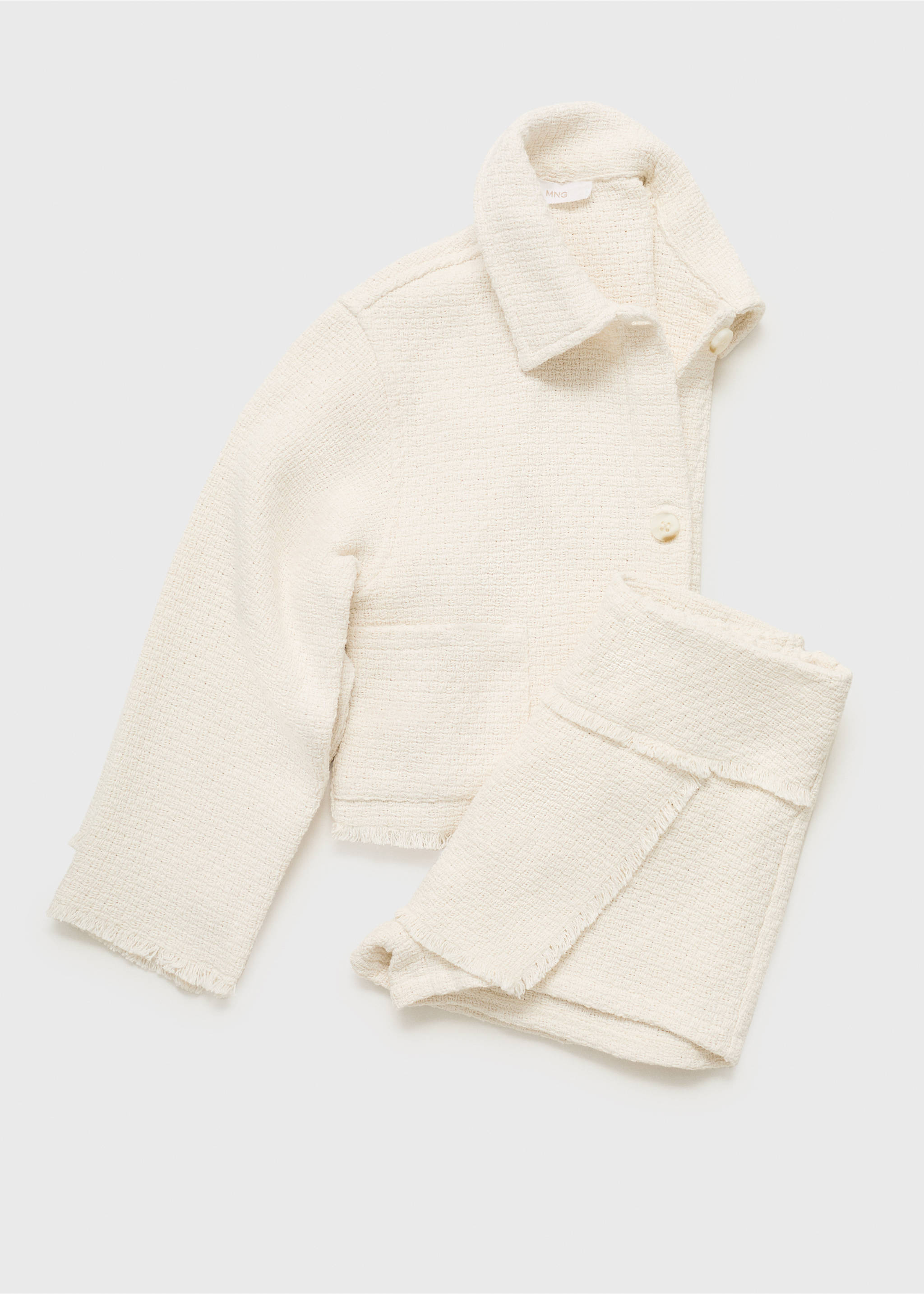 Chaqueta crop textura - Detalle del artículo 8, Blanco roto. Ref: 87075984-00.