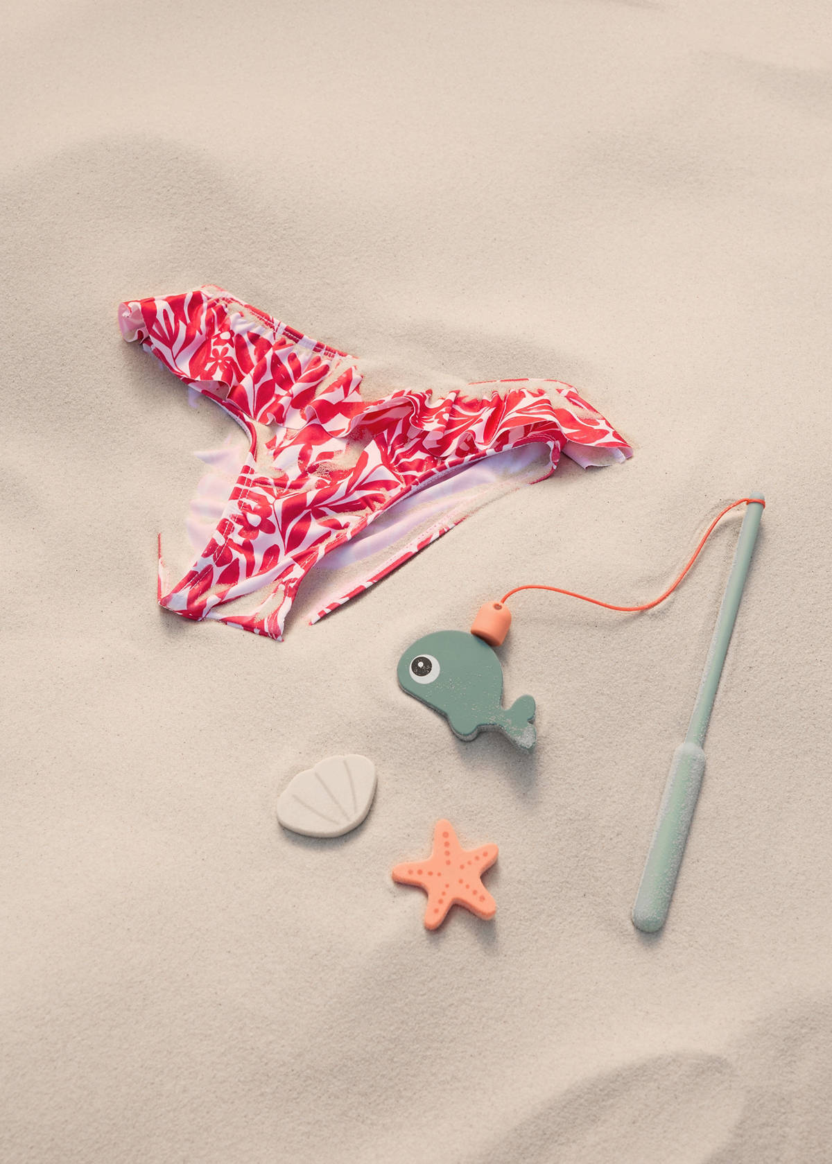 Bikini bottoms with ruffles — Red