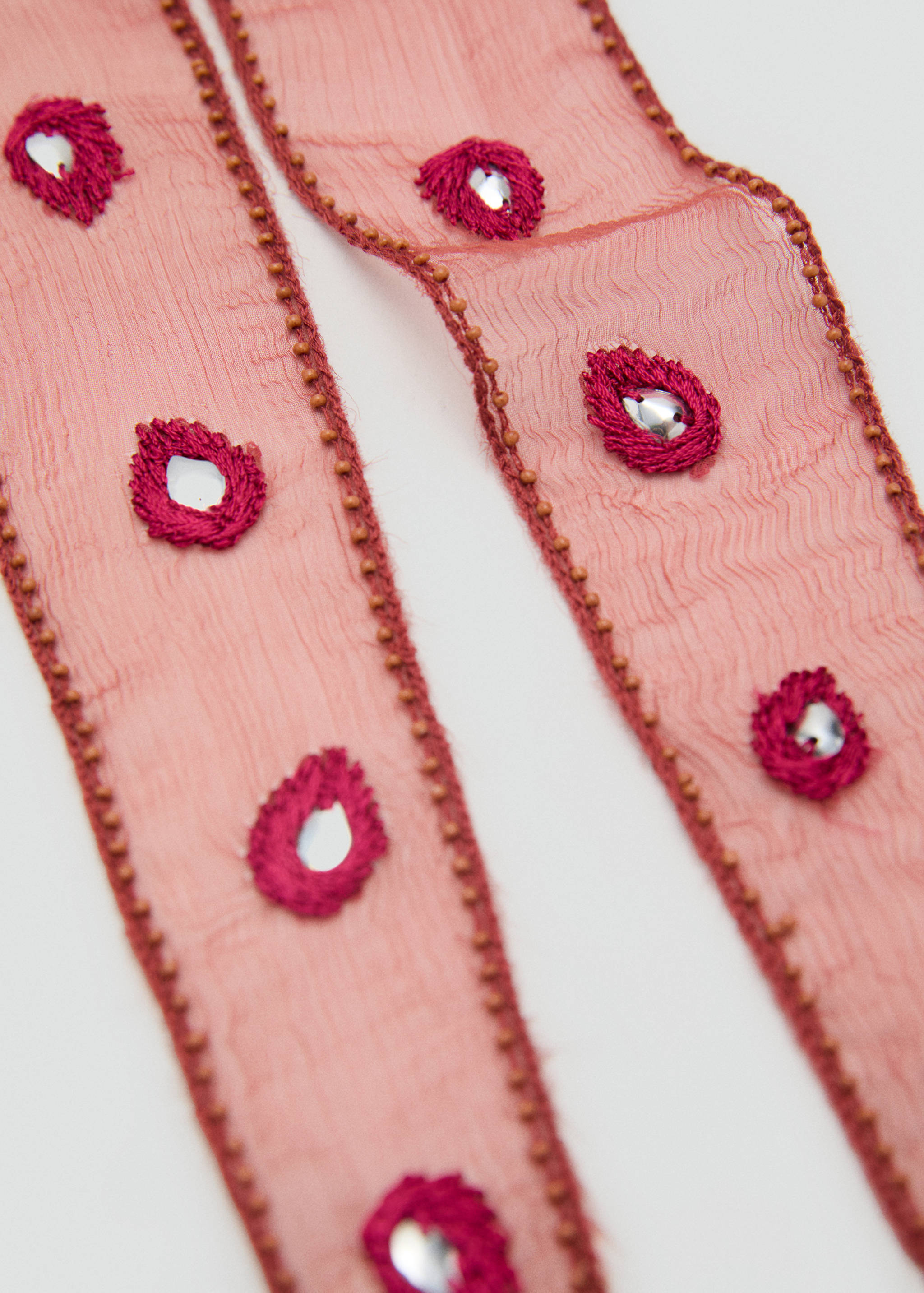 Fringes embroidered scarf - Medium plane