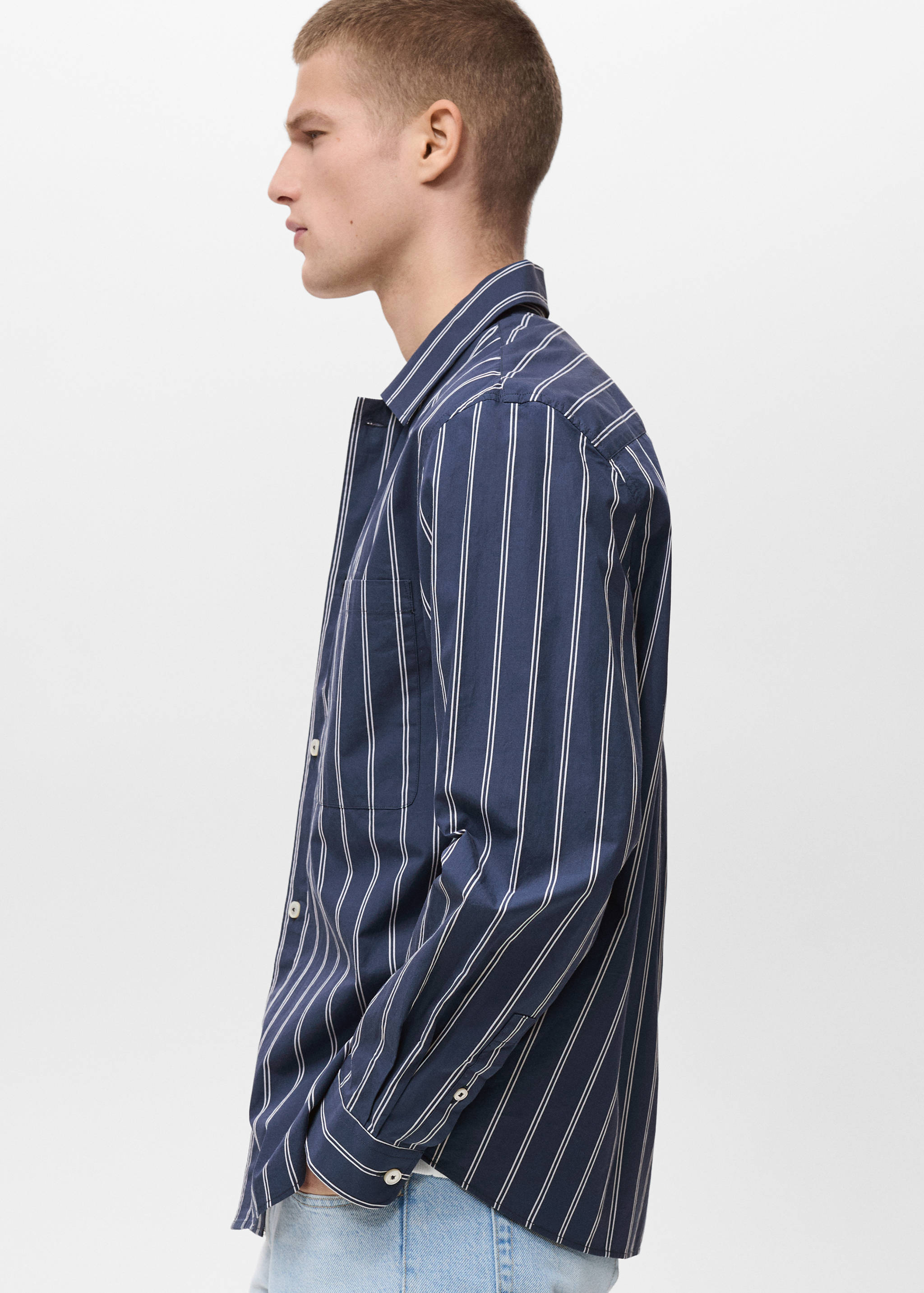 Regular-fit striped 100% cotton shirt - Details of the article 2