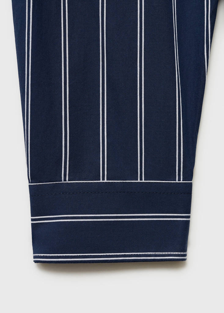 Regular-fit striped 100% cotton shirt — Dark Navy
