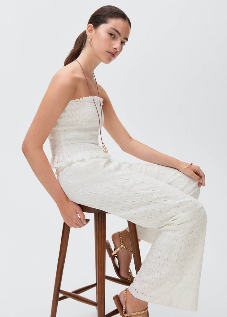 Swiss-embroidered trousers — Off White