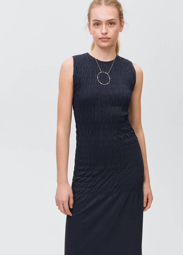 Long dress with ruffled detail — Dark Navy