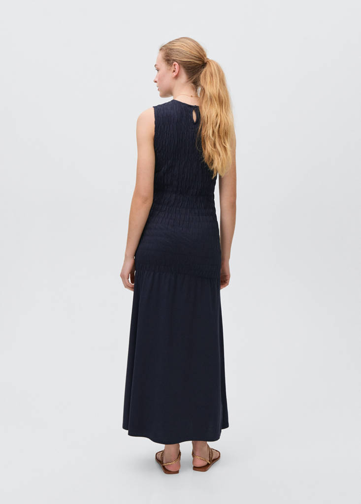 Long dress with ruffled detail — Dark Navy