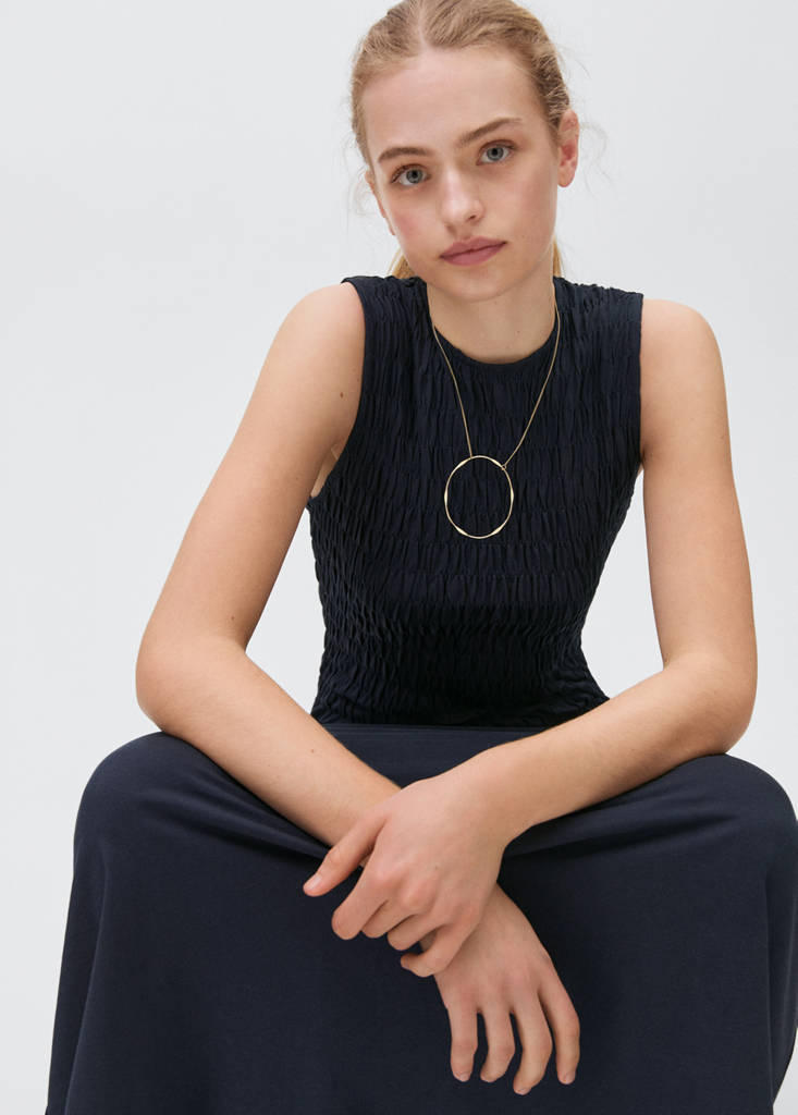 Long dress with ruffled detail — Dark Navy