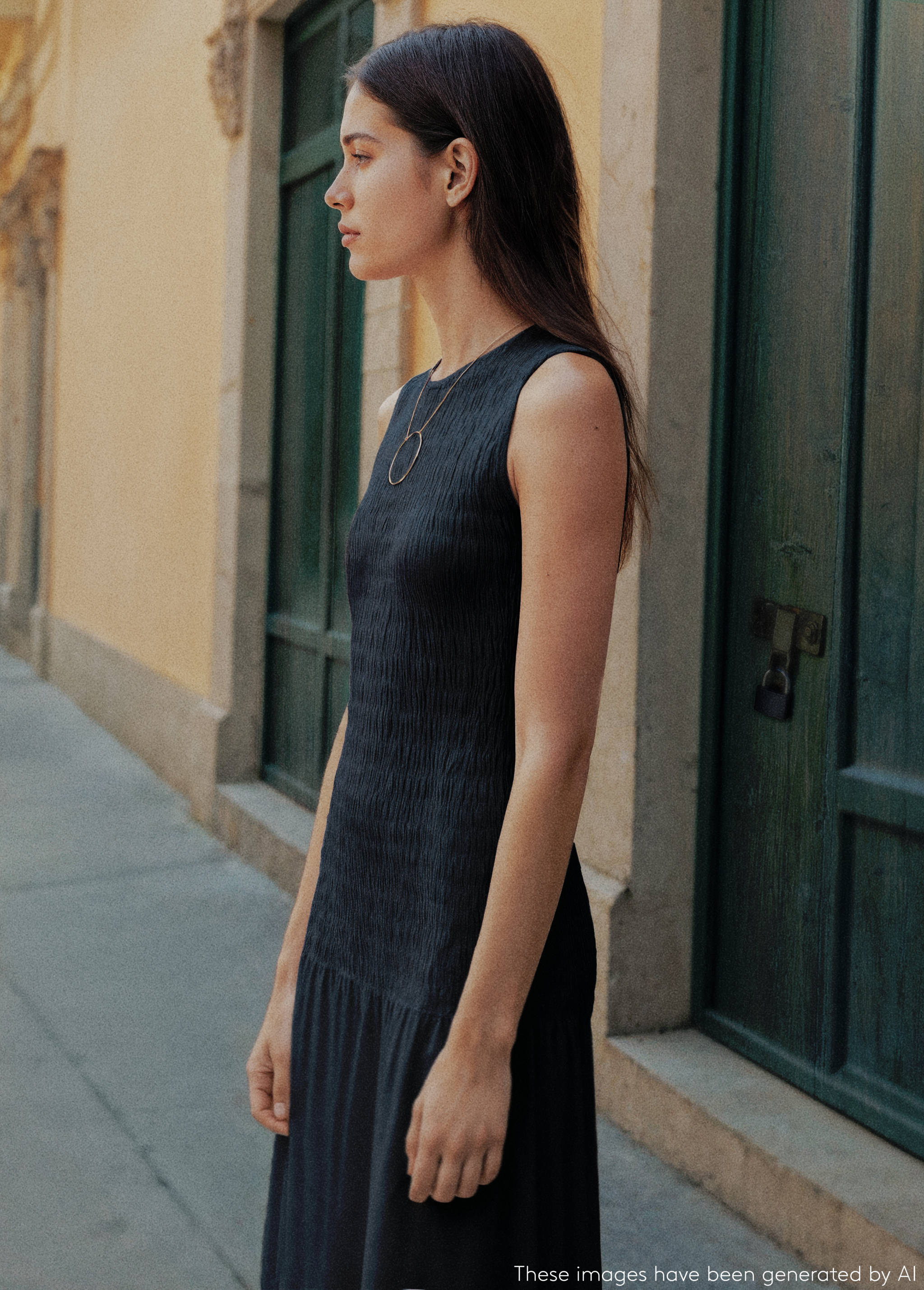 Vestido comprido com pormenor rufado - Pormenor do artigo 5