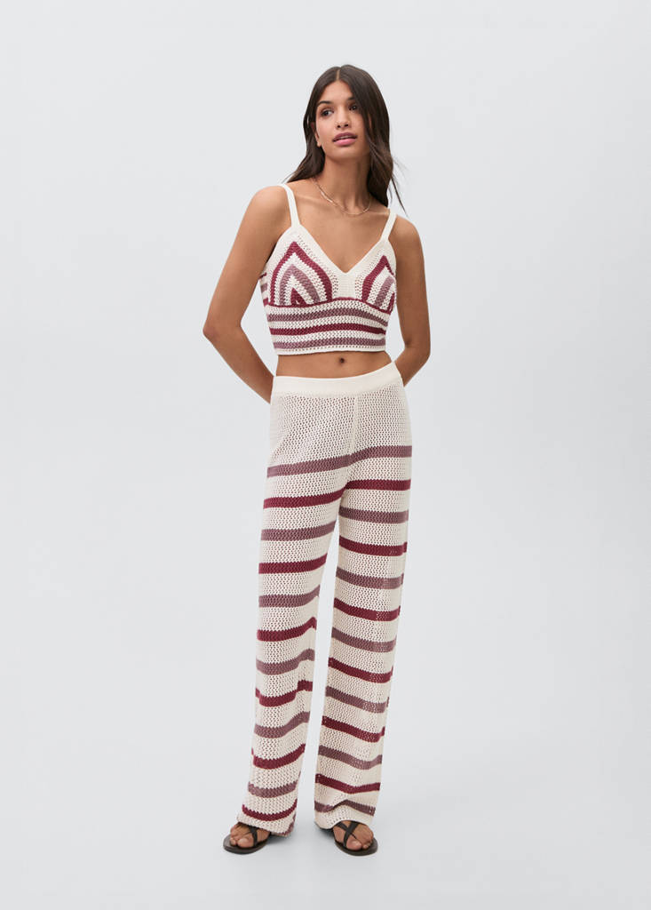 Striped openwork knit pants — Off White