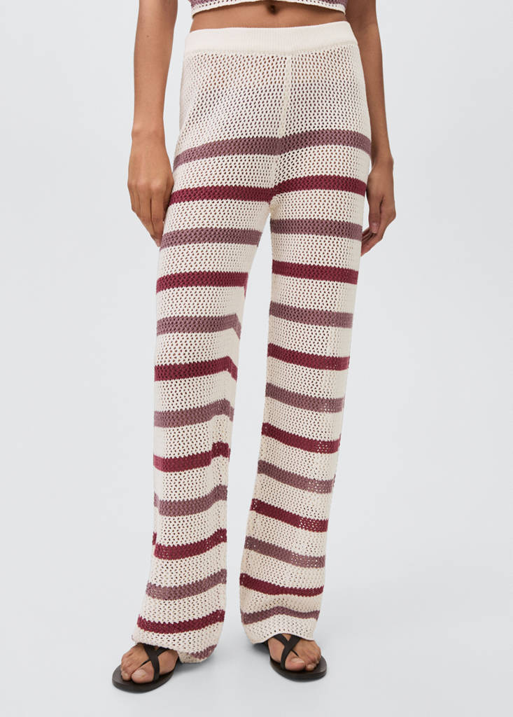 Striped openwork knit pants — Off White